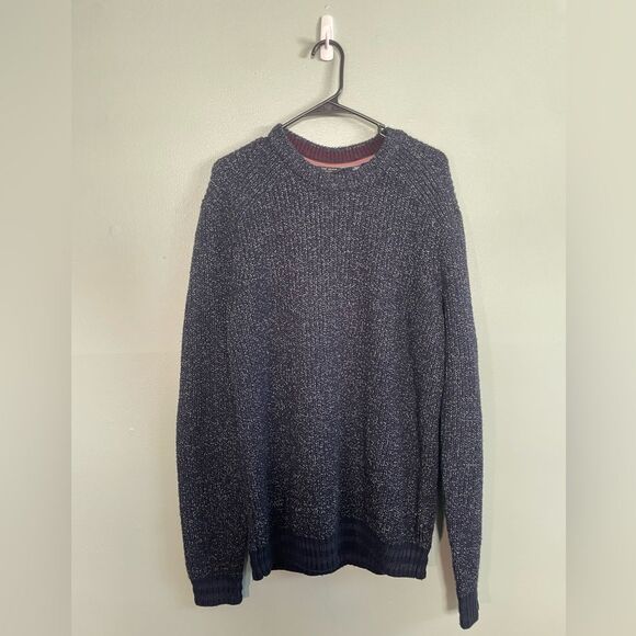 Ted Baker Tall Fit Navy Marled Wool Crew Neck Sweater SZ 4 - Picture 1 of 6